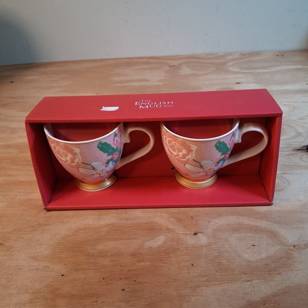 English Mug Company Mugs New In Box 2 China Mugs Floral Pink Set Of 2 Cups